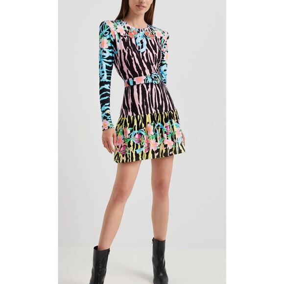Desigual X Maria Escote Women’s Size Large Zebra Slim Short Dress Multicolor - Picture 1 of 16